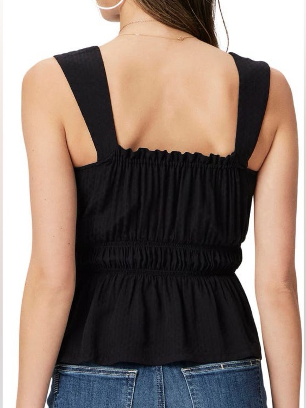 PAIGE Black Smocked Laureth Shirred Tank Size XS NWOT - Picture 2 of 4